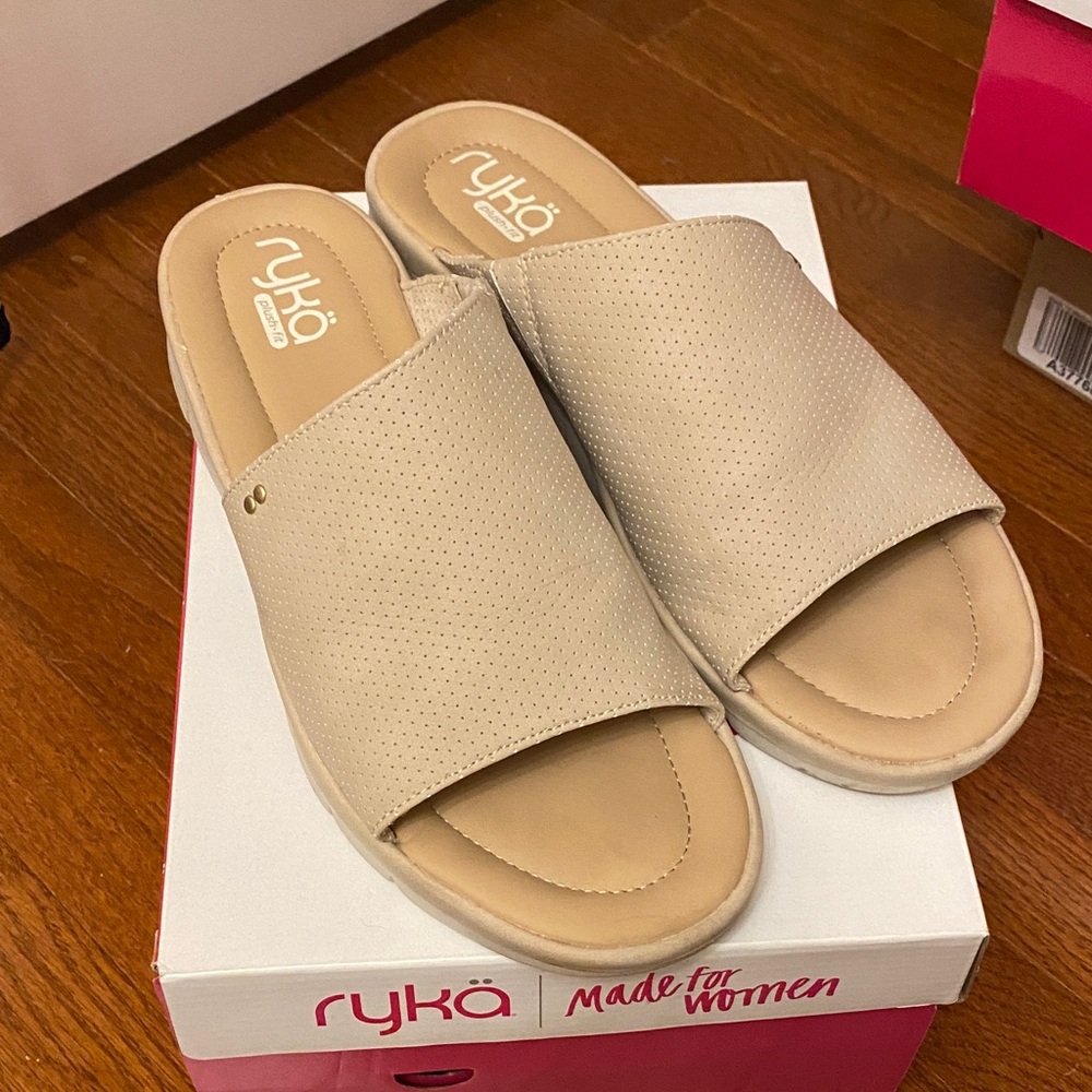 Ryka Women's Cream Slide Sandals